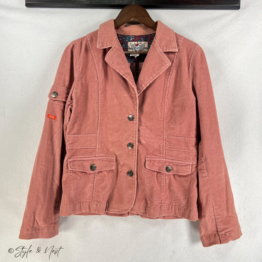 MCDC Vintage Pink Corduroy Jacket L More Core Division Chicks Y2K Retro Coquette